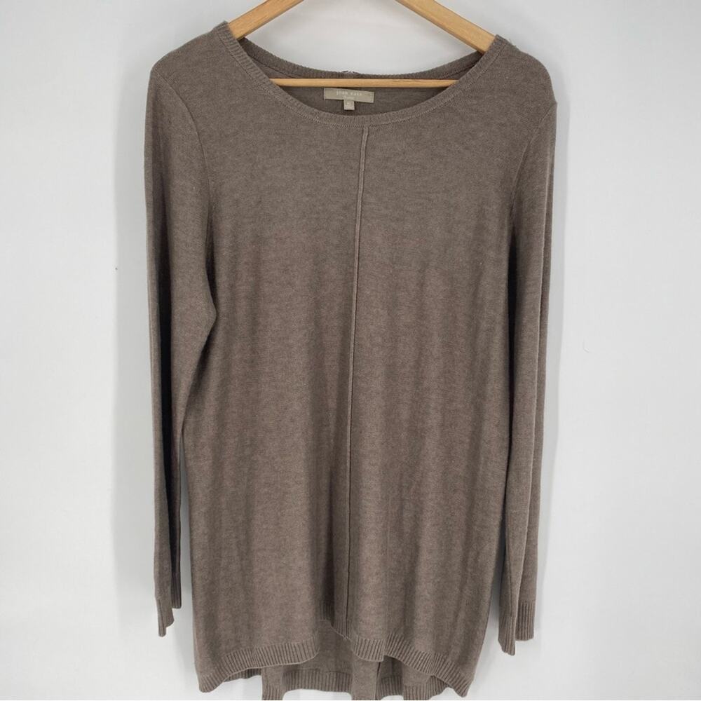 Joan Vass Sweater Tunic Pullover Neutral Minimalist Mature Modest‎ Soft Brown XL